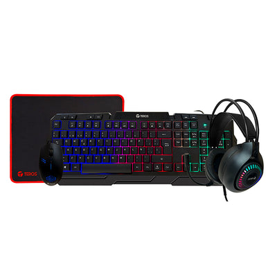 Kit Gamer TEROS TE-4063N, 4 en 1, Teclado + Mouse + Headset + Mousepad - Achorao