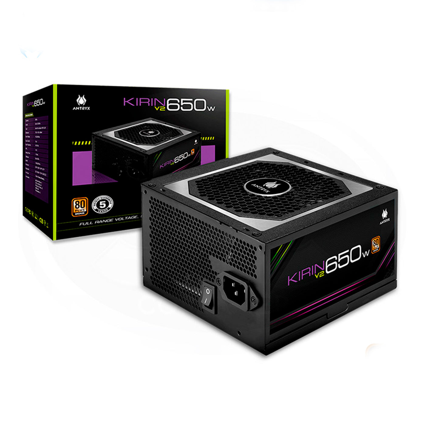 Fuente de poder Antryx Kirin V2 650W -80 Plus Bronze - Achorao