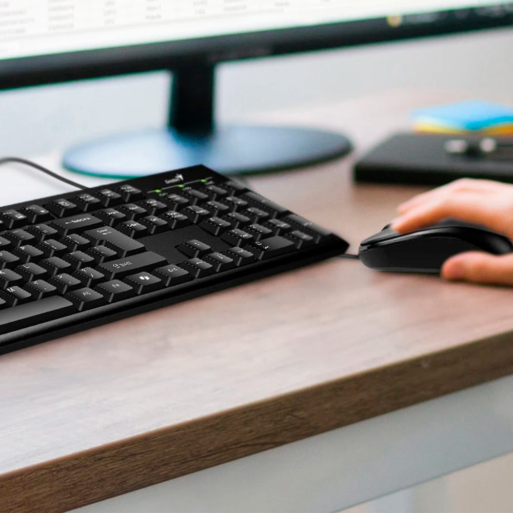 Combo teclado y mouse Genius KM-100SE, USB, tecla Copilot AI, layout SP, Black - Achorao