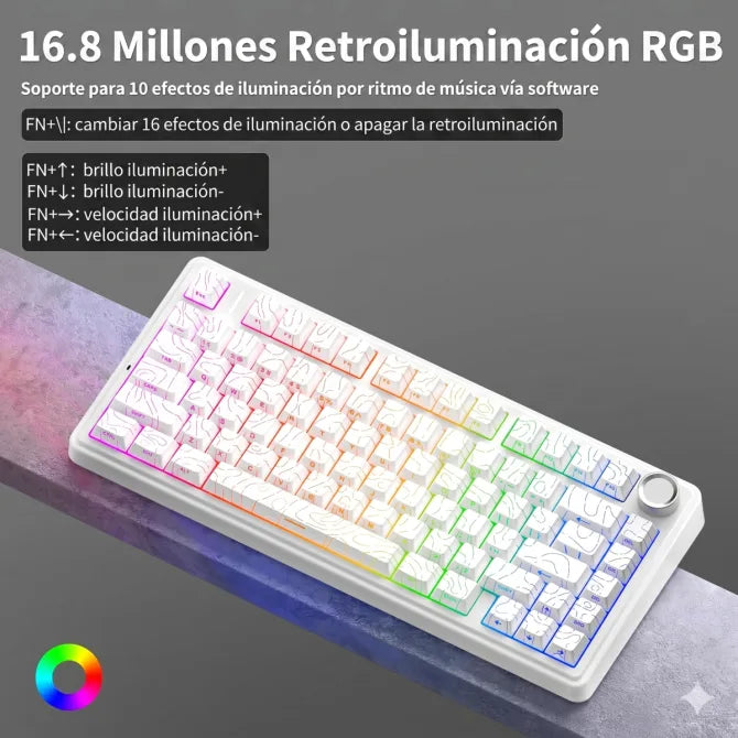 Teclado Aula F75 RGB Inalambrico Ingles - Star Vector Switch - Achorao