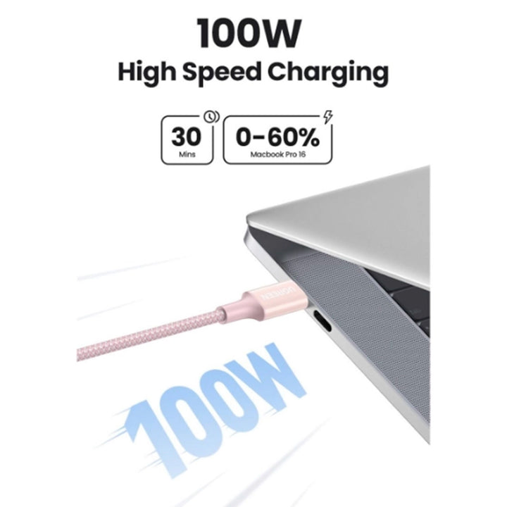 Cable de carga UGREEN 5A Tipo C a C 100W L502 pink