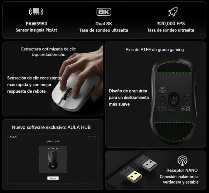 Mouse gamer Aula X9 ULTRA Inalámbrico