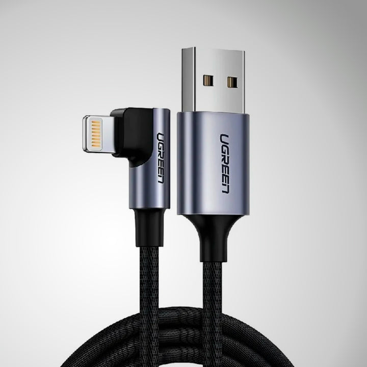 Cable Lightning a USB-A en Ángulo Recto UGREEN Gamer 1 Metro Negro, Modelo US299, PN 60521