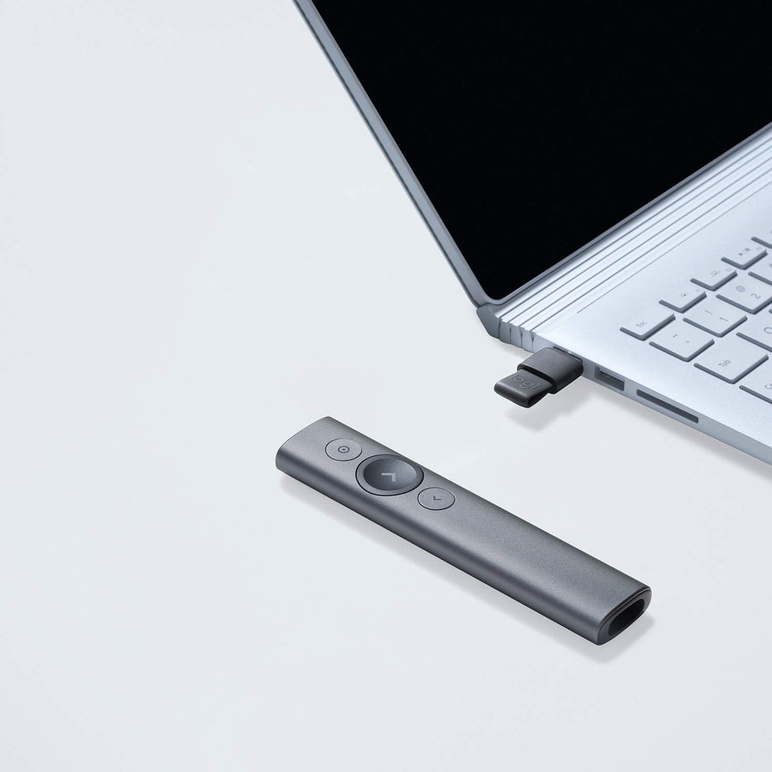 Puntero Logitech Spotlight inalámbrico 30m 2.4 GHz y Bluetooth, Receptor USB, PC/Mac/Android/iOS - Achorao