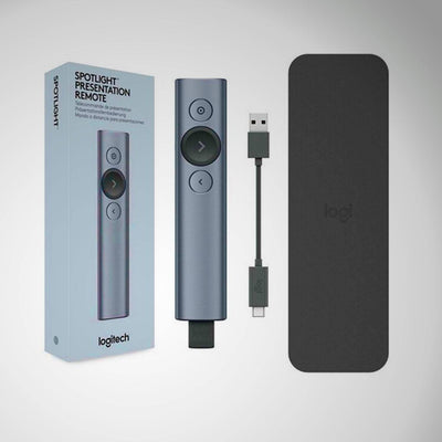 Puntero Logitech Spotlight inalámbrico 30m 2.4 GHz y Bluetooth, Receptor USB, PC/Mac/Android/iOS - Achorao