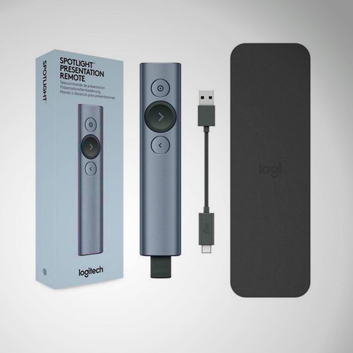 Puntero Logitech Spotlight inalámbrico 30m 2.4 GHz y Bluetooth, Receptor USB, PC/Mac/Android/iOS - Achorao