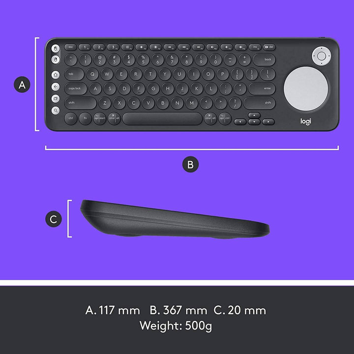 Teclado Logitech K600 Smart TV Inalámbrico USB Multimedia Touchpad - Achorao