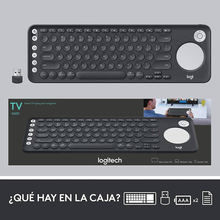 Teclado Logitech K600 Smart TV Inalámbrico USB Multimedia Touchpad - Achorao
