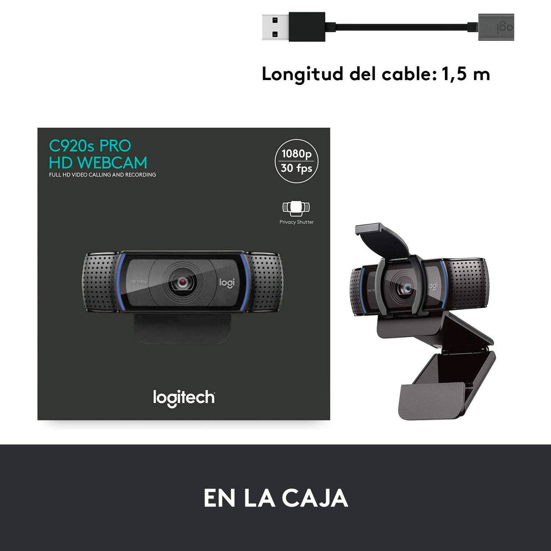 Webcam Logitech C920s PRO Full HD 1080P USB Plug and Play - Achorao