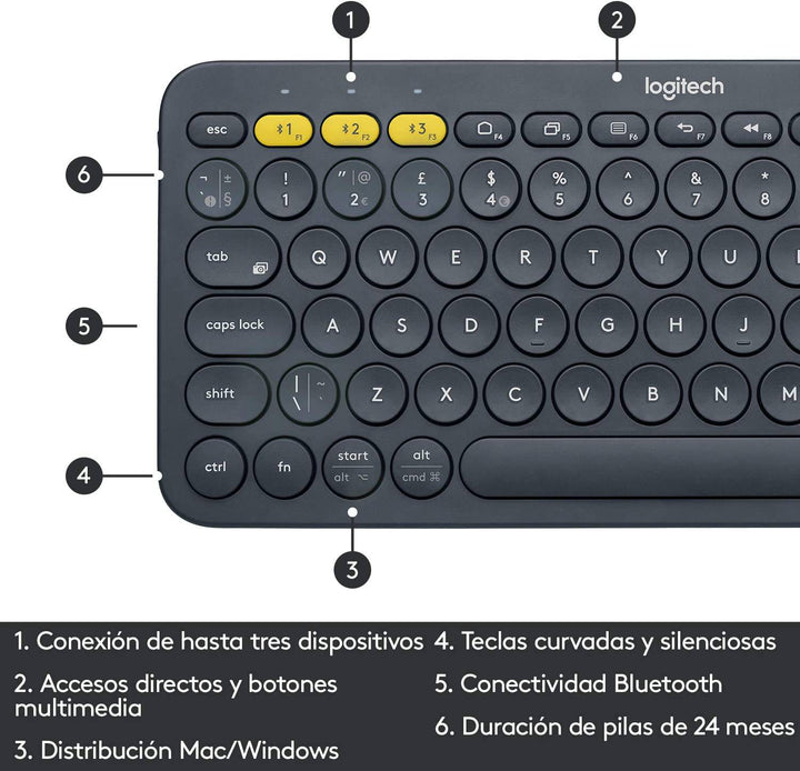 Teclado Logitech K380 Inalámbrico Multidispositivo Bluetooth - Achorao