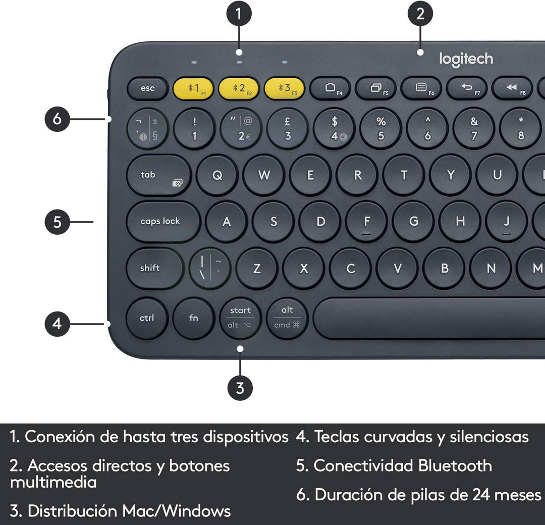 Teclado Logitech K380 Inalámbrico Multidispositivo Bluetooth Achorao