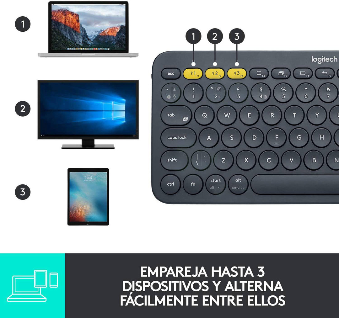 Teclado Logitech K380 Inalámbrico Multidispositivo Bluetooth - Achorao