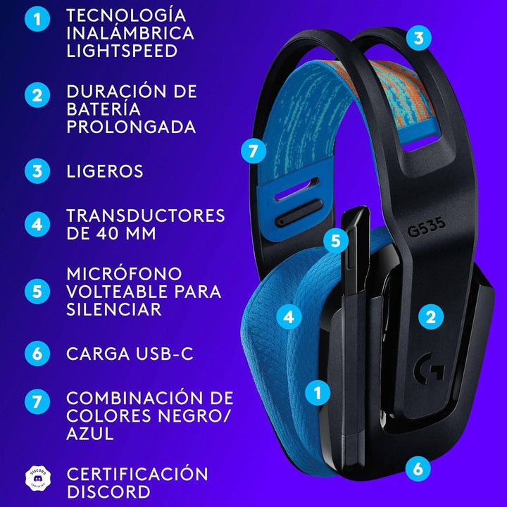 Audífonos Gamer Logitech G G535 Inalámbrico Lightspeed PS5/PS4/PC - Achorao