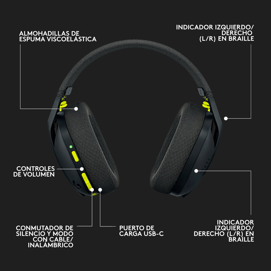 Audífonos Gamer Logitech G435 Inalámbricos Lightspeed / Bluetooth - Achorao