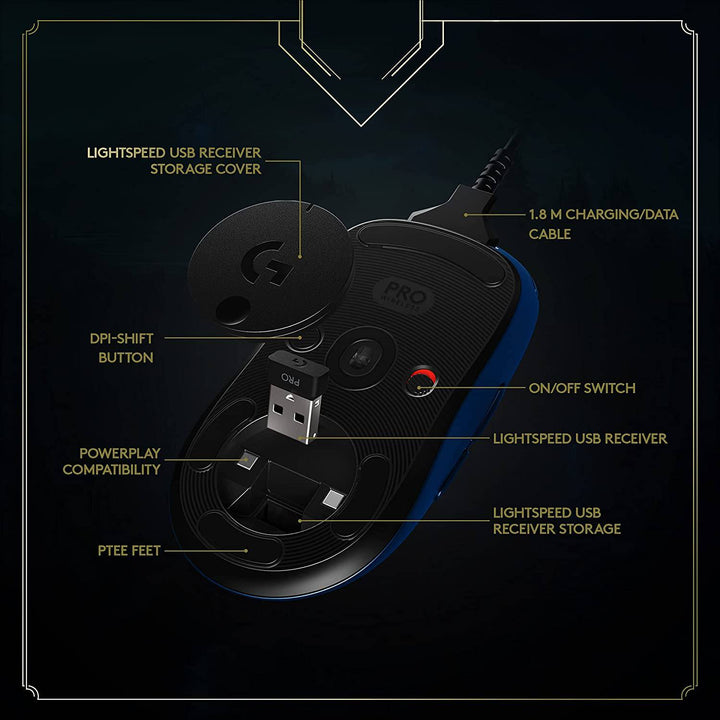 Mouse Gamer Logitech G Pro Wireless Edición League of Legends - Achorao