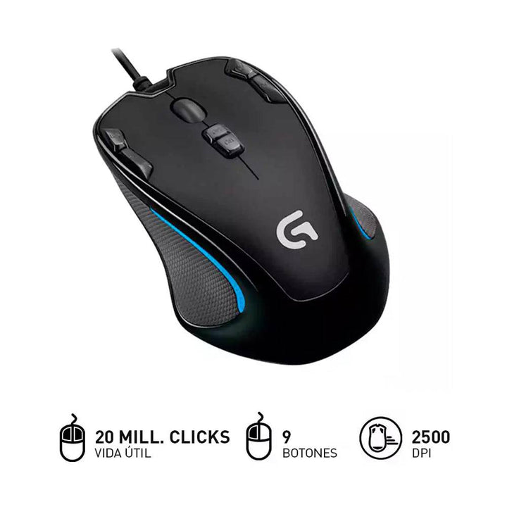 Mouse gamer logitech G300S - 9 botones - 2500 DPI - Achorao