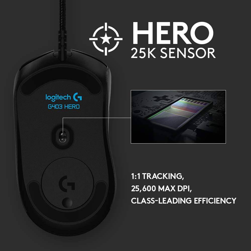 Mouse Gamer Logitech G403 Hero 25K DPI Lightsync RGB - Achorao