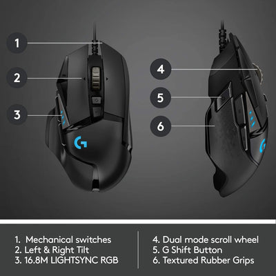 Mouse Gamer Logitech G502 Hero RGB 11 Botones 25K DPI - Achorao