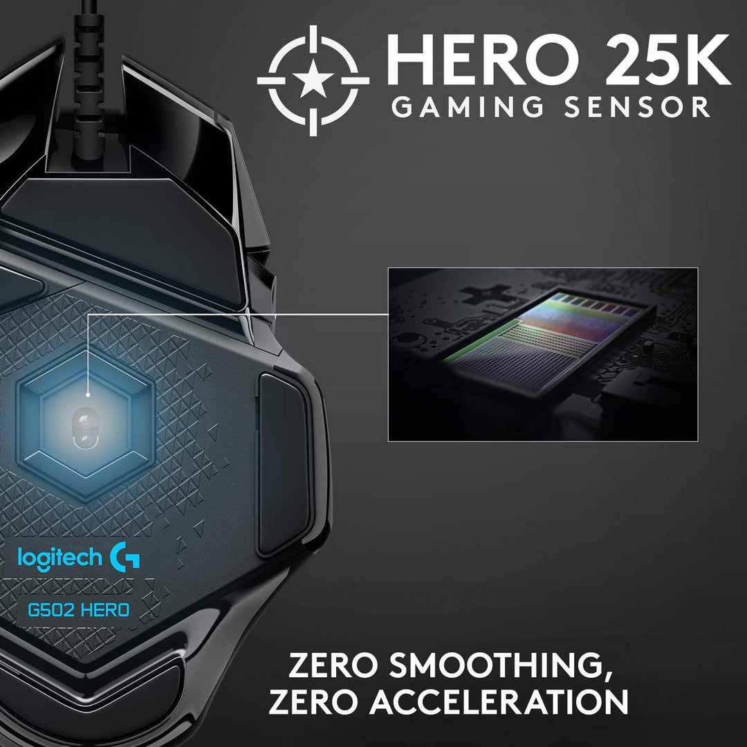 Mouse Gamer Logitech G502 Hero RGB 11 Botones 25K DPI - Achorao