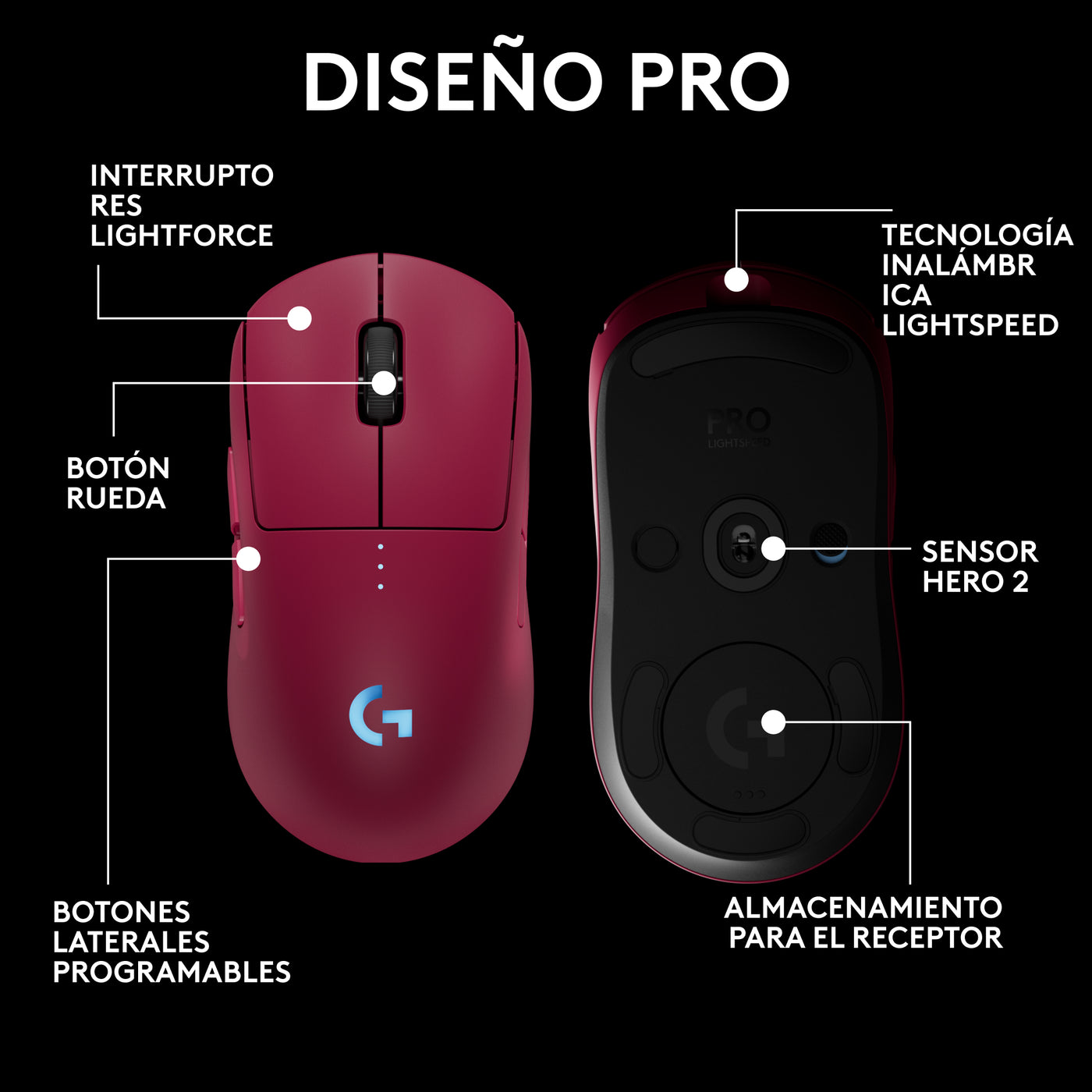 Mouse gamer logitech G PRO 2 - velocidad de la luz serie pro - Achorao