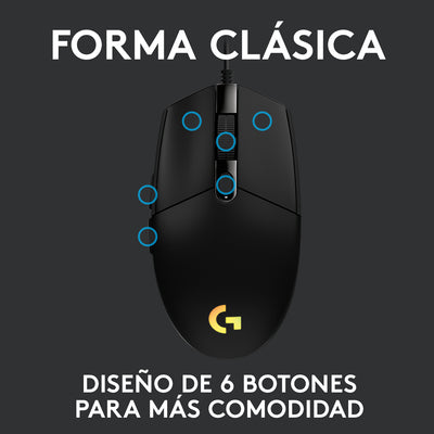 Mouse Gamer Logitech G203 RGB Lightsync 6 botones - Achorao