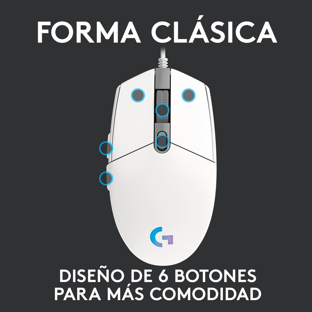 Mouse Gamer Logitech G203 RGB Lightsync 6 botones - Achorao
