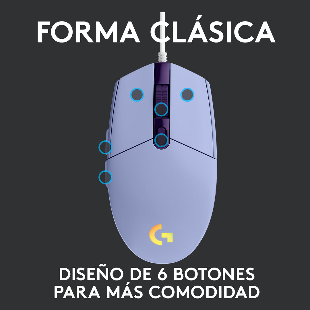 Mouse Gamer Logitech G203 RGB Lightsync 6 botones - Achorao