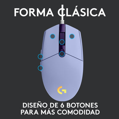 Mouse Gamer Logitech G203 RGB Lightsync 6 botones - Achorao