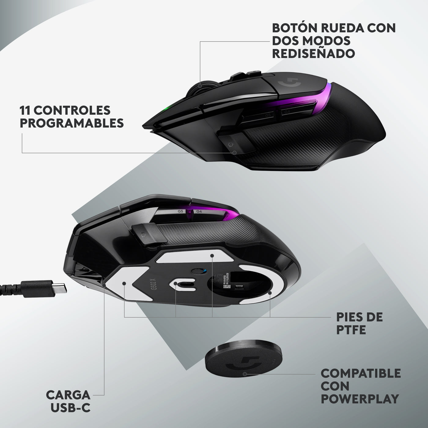 Mouse Inalámbrico  Gamer G502 X PLUS 25K DPI Lightforce RGB - Achorao