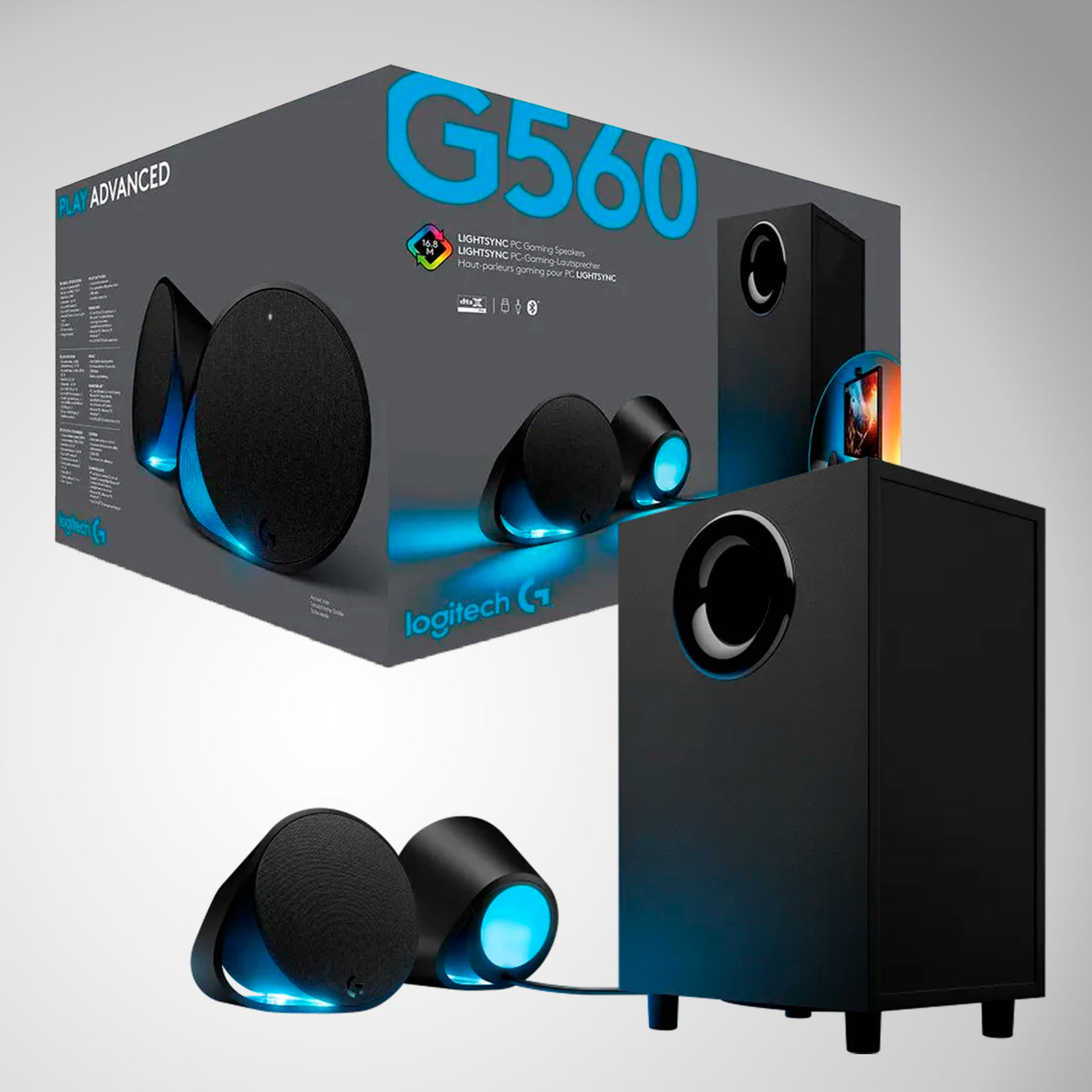 Parlantes Gamer Logitech G560 USB Bluetooth RGB Sub Woofer - Achorao
