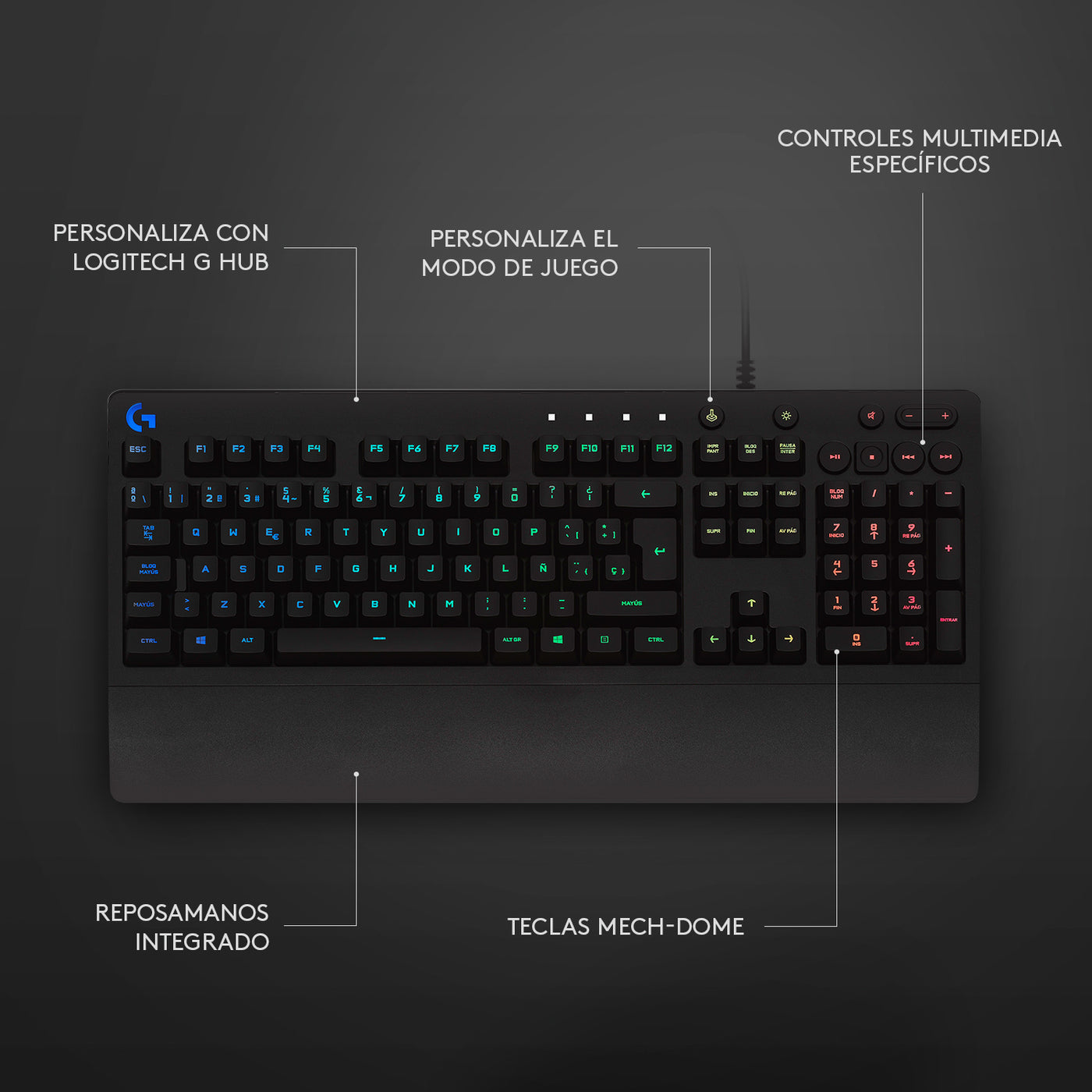 Teclado Gamer Logitech G213 prodigy  RGB Reposamanos Incluido - Achorao