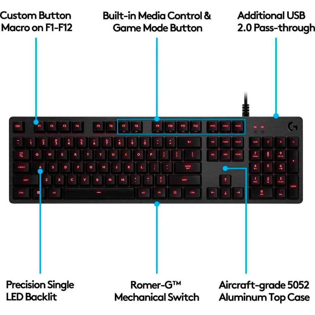 Teclado Gamer Logitech G413 Lightsync Red Mecánico FPS - Achorao