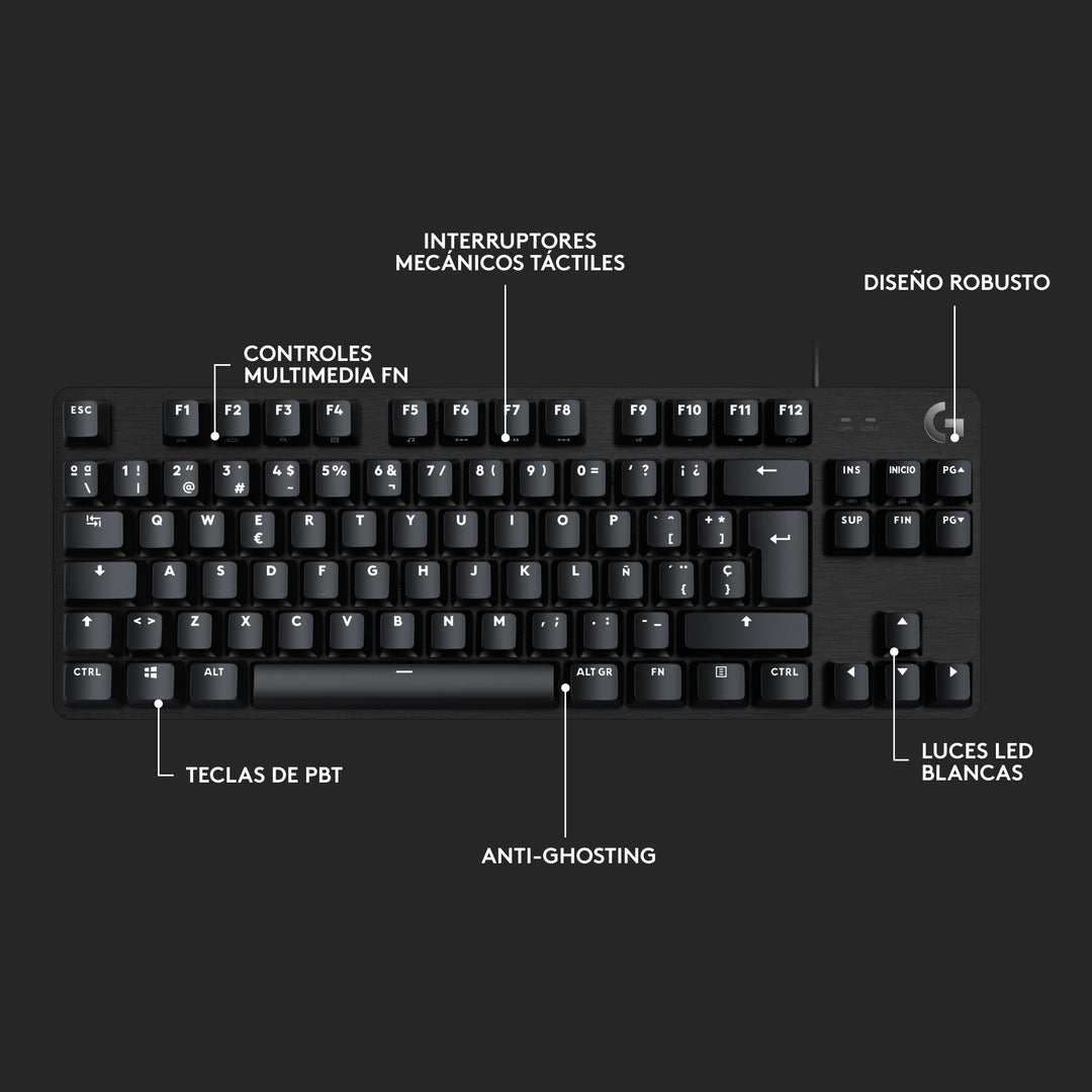 Teclado Gamer Logitech G413 TKL SE Led White Mecánico Táctil - Achorao