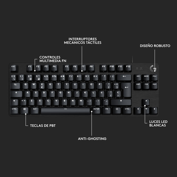 Teclado Gamer Logitech G413 TKL SE Led White Mecánico Táctil - Achorao