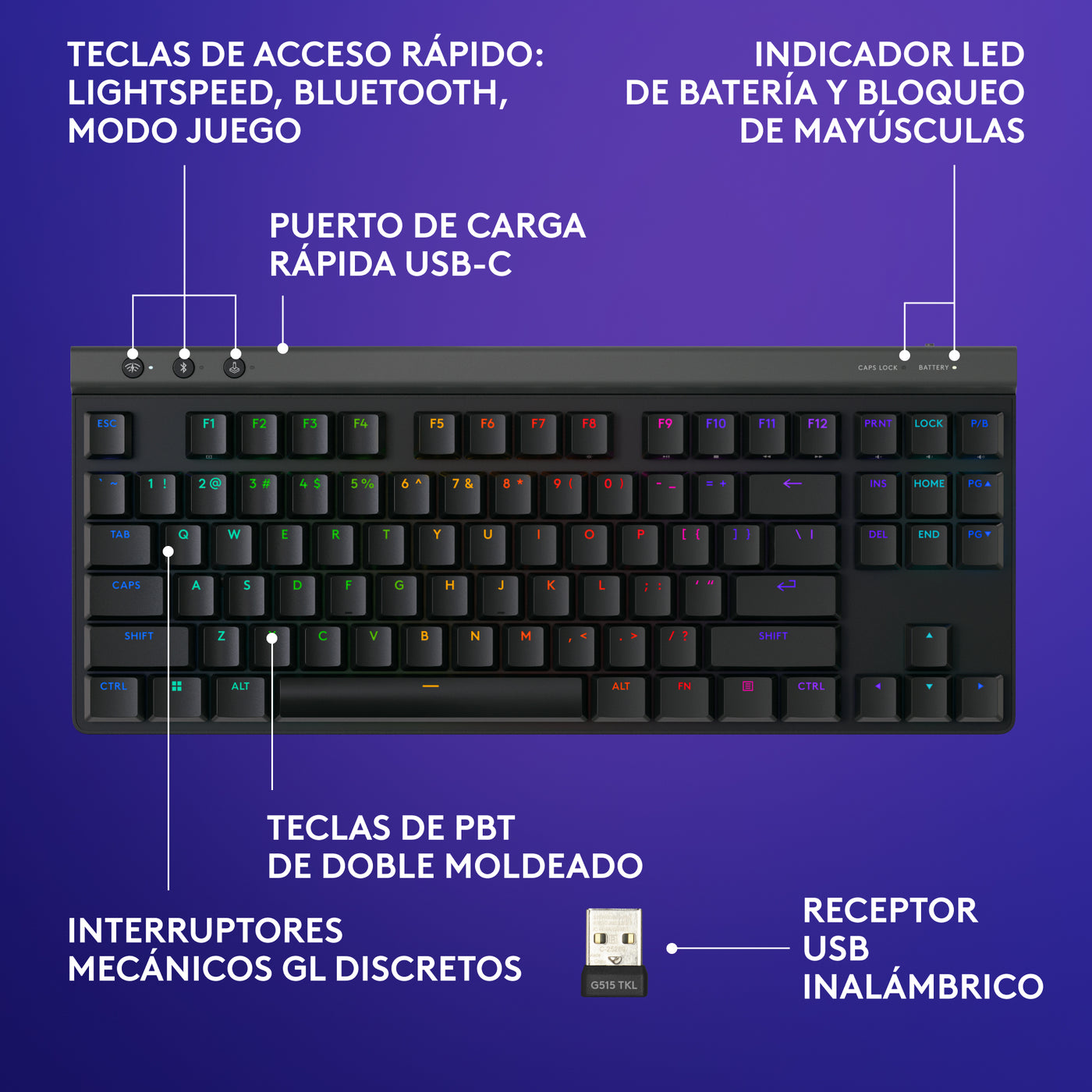 Teclado Logitech G G515 TKL lightspeed/BT lightsync RGB - Achorao