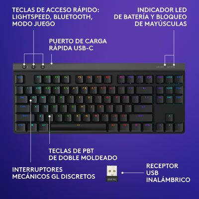 Teclado Logitech G G515 TKL lightspeed/BT lightsync RGB - Achorao