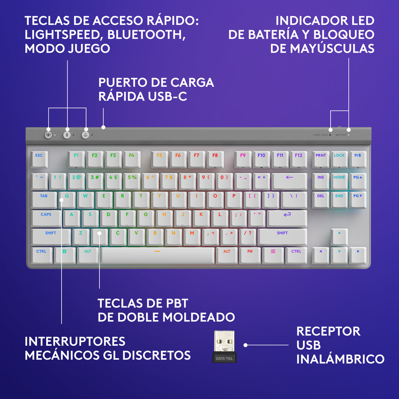 Teclado Logitech G G515 TKL lightspeed/BT lightsync RGB - Achorao