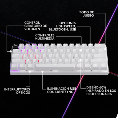 Teclado mecánico Gamer Logitech PRO X 60 - RGB Switches ópticos - Achorao