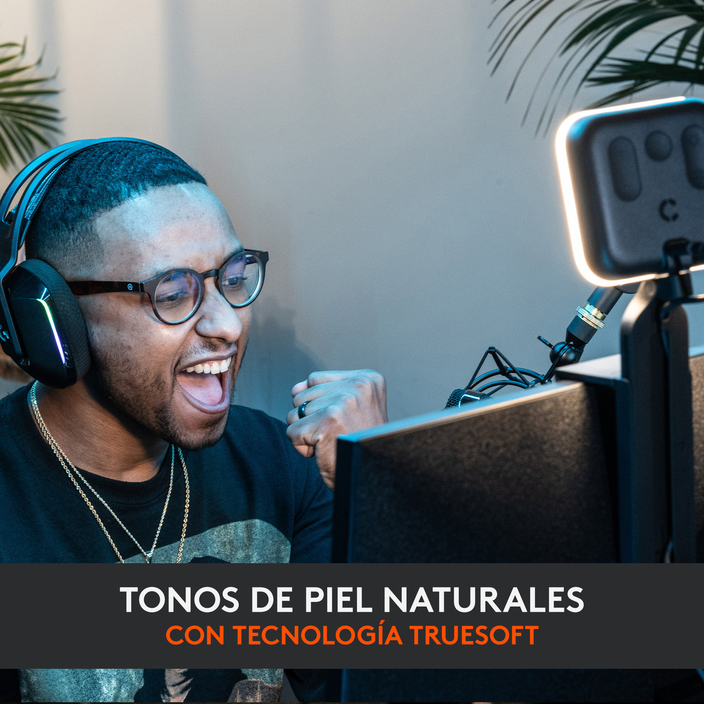 Luz Led Logitech Litra Glow para transmisión premium con TrueSoft - Achorao