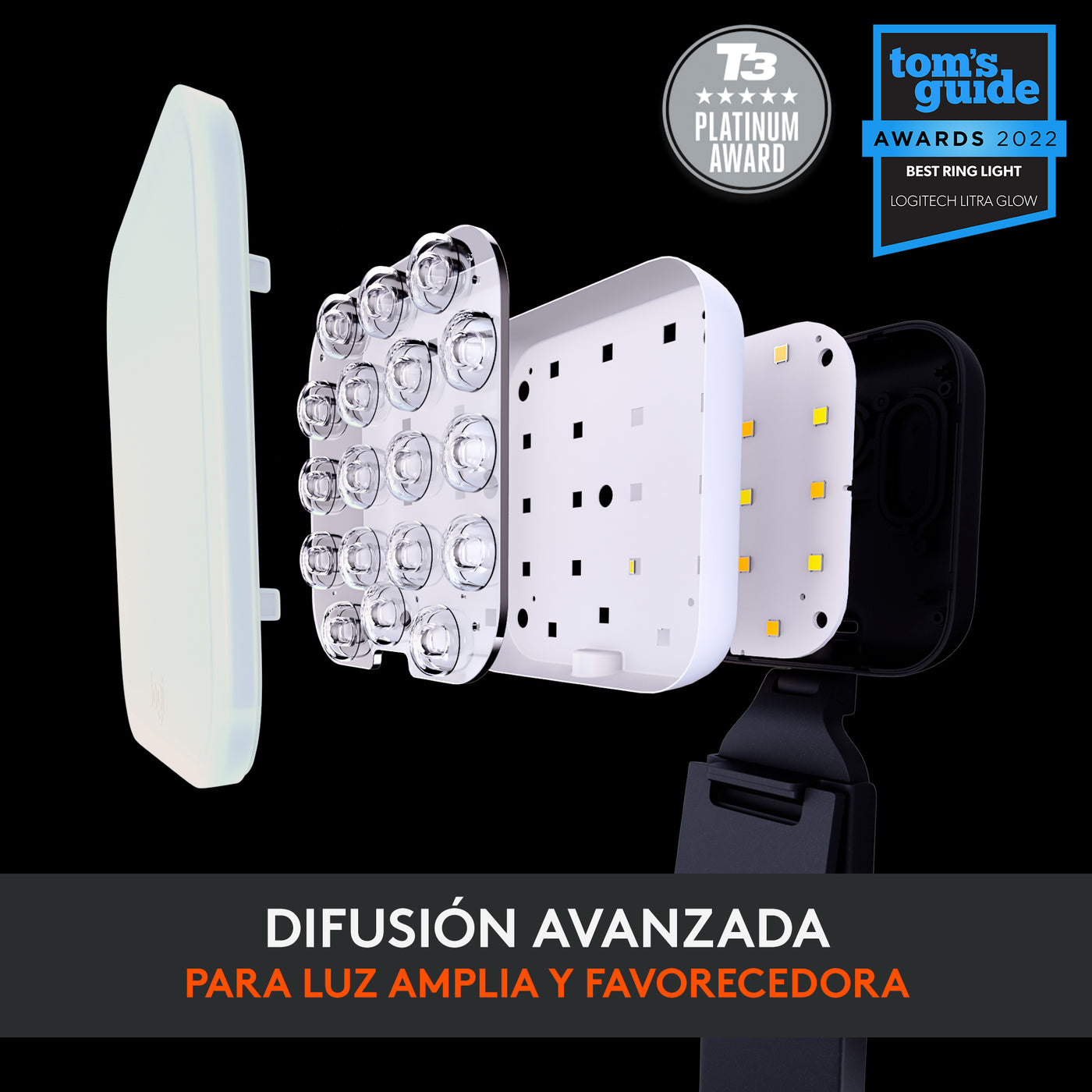 Luz Led Logitech Litra Glow para transmisión premium con TrueSoft - Achorao