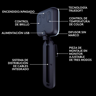 Luz Led Logitech Litra Glow para transmisión premium con TrueSoft - Achorao