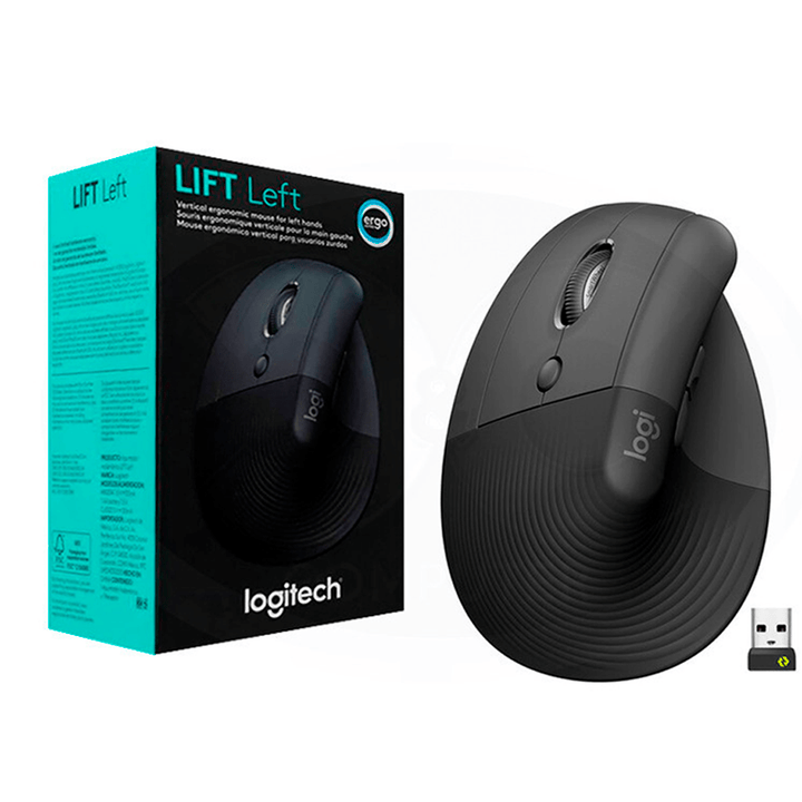 Mouse Logitech Lift Vertical Zurdo Wireless Oficina Cómodo - Achorao