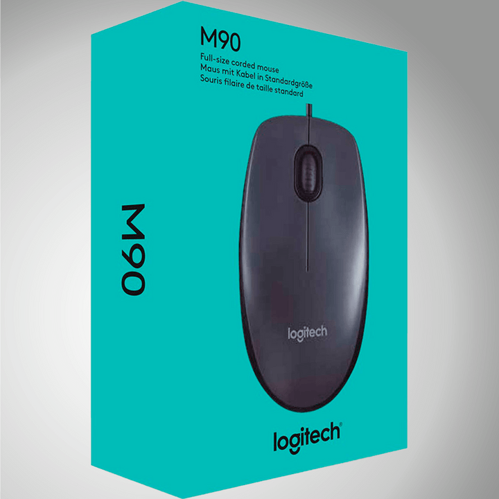 Mouse Logitech M90 Dark Midnight Oficina Cómodo USB(P163B) - Achorao