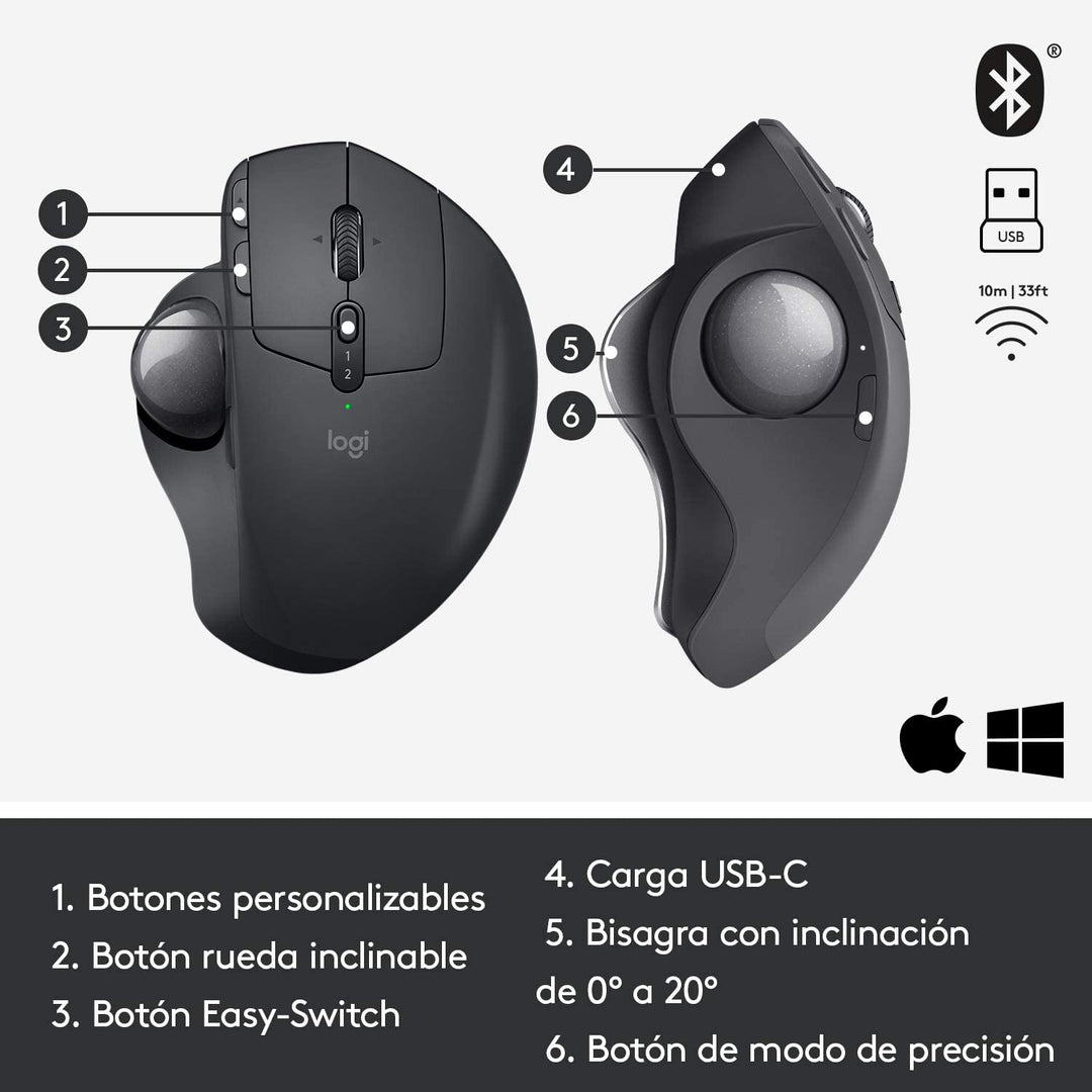 Mouse Logitech Mx Ergo Trackball Inalambrico Bluetooth Mac Windows - Achorao