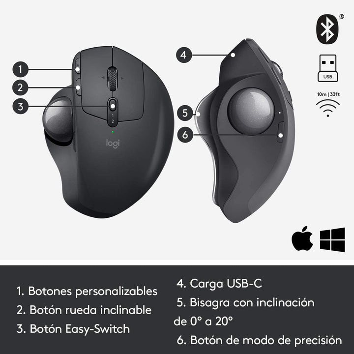 Mouse Logitech Mx Ergo Trackball Inalambrico Bluetooth Mac Windows - Achorao
