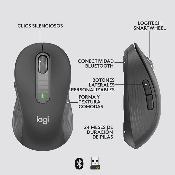 Mouse Logitech Signature M650 Inalámbrico Ambidiestro Bolt (P163B) - Achorao