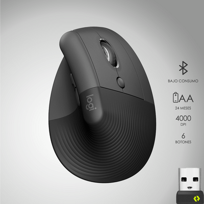Mouse Logitech Lift Vertical Wireless Oficina Cómodo - Achorao