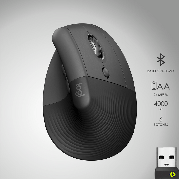 Mouse Logitech Lift Vertical Wireless Oficina Cómodo - Achorao
