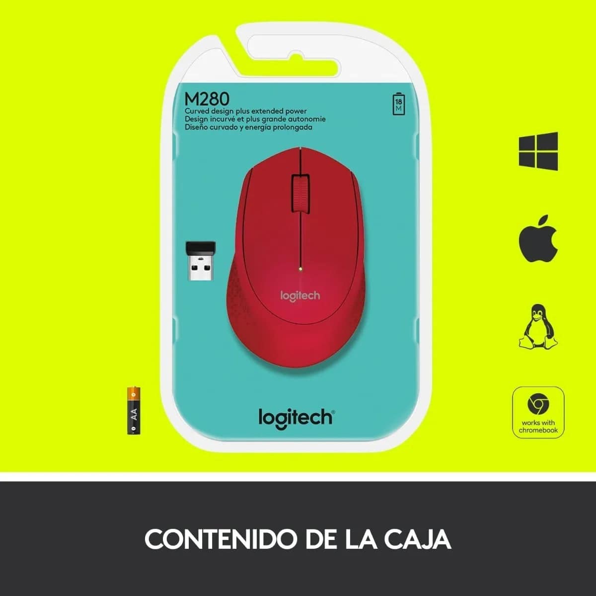 Mouse Logitech M280 Wireless Inalámbrico Ergonómico USB(P163B) - Achorao