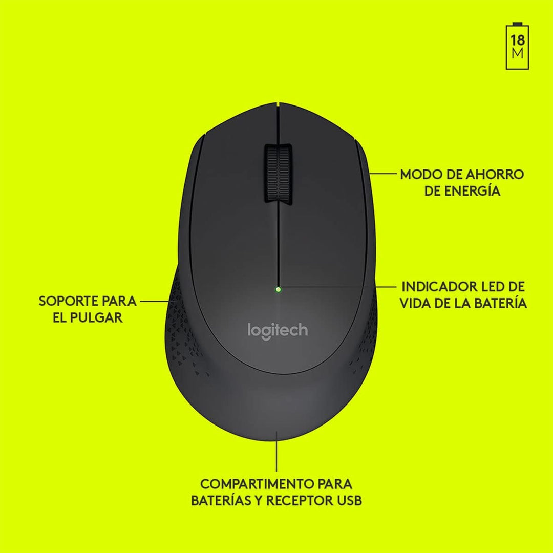 Mouse Logitech M280 Wireless Inalámbrico Ergonómico USB(P163B) - Achorao